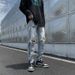Men's Clothing High Street Style Ripped Jeans Summer Slim Fit Skinny Trousers Casual Straight Pants_mkmklike.com