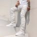 Men's Slim Fit Straight Leg Jeans High Street Style Stretch Patchwork Heavy Duty Personalized American Trendy Black Blue_mkmklike.com