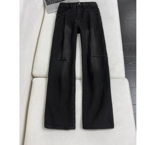 Men's Clothing Men's High Street Washed Denim Jeans Lightning Stripe Trendy Spring Style Slightly Flared Straight Leg Pants Cleanfit_mkmklike.com