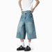 Men's Stylish Blue Jeans Trendy And Cool Loose Straight Leg Cropped Style with Rounded Pockets Cross Border Design_mkmklike.com