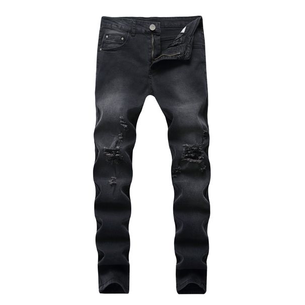 Punk Street Style Ripped Skinny Jeans Men Vintage Wash Solid Denim Trouser Mens Casual Slim Fit Pencil Denim Holes Pants 2025_mkmklike.com