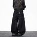 Streetwear Distressed Denim Jeans For Men - Hip Hop Baggy Pants With Custom Letter Print, High Waist Loose Fit Casual Trousers (Black, S-3XL)_mkmklike.com