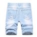 Men's Distressed Denim Shorts - Casual 5-Inch Cargo Shorts With Hand-Ripped Details, Cotton Blend, Multi-Pocket Design For Streetwear & Urban Fashion_mkmklike.com