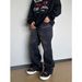 Men's Retro Distressed Washed Black Straight Leg Jeans Trendy Loose Casual Trousers_mkmklike.com