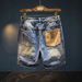 Men's High-End Trendy Retro Distressed Denim Shorts Slim Fit Five Point Pants Cool Stylish Riding Breeches_mkmklike.com