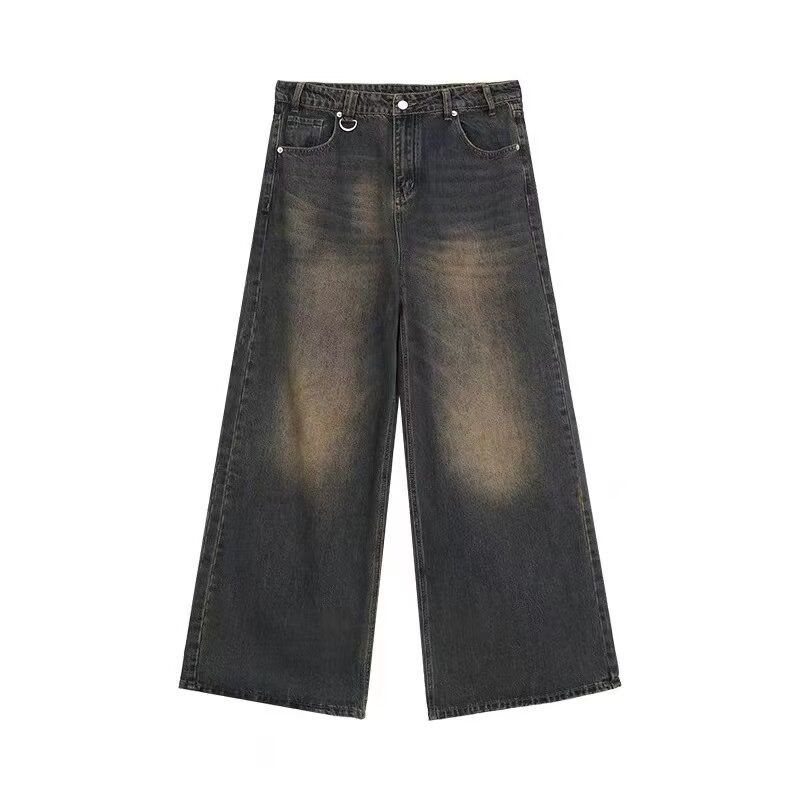Summer Men Baggy Jean Uniex Vintage American Style Straight Wide Leg Denim Pant Fahion Brand Hot Sale Caual_mkmklike.com