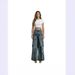 Women's Casual Cotton Denim Jeans With Symmetrical Slit Faux Two-Piece Skirt Style For Street Fashion Summer Spring/Autumn Regular Fit_mkmklike.com