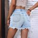 Women's High-Waisted Frayed Ripped Denim Shorts Casual INS New_mkmklike.com