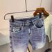 Men's Trendy Denim Shorts Summer Thin Ripped Embroidered Casual Riding Breeches Five Point Pants_mkmklike.com