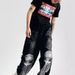 Men's Clothing Black Cool Knight Jeans Loose Straight High Street Hip Hop Pants Niche Design Wide Leg Pants_mkmklike.com