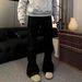Men's Parisian Black Washed Vintage Bootcut Jeans - Retro Distressed Slim Fit Denim Pants With Raw Hem_mkmklike.com