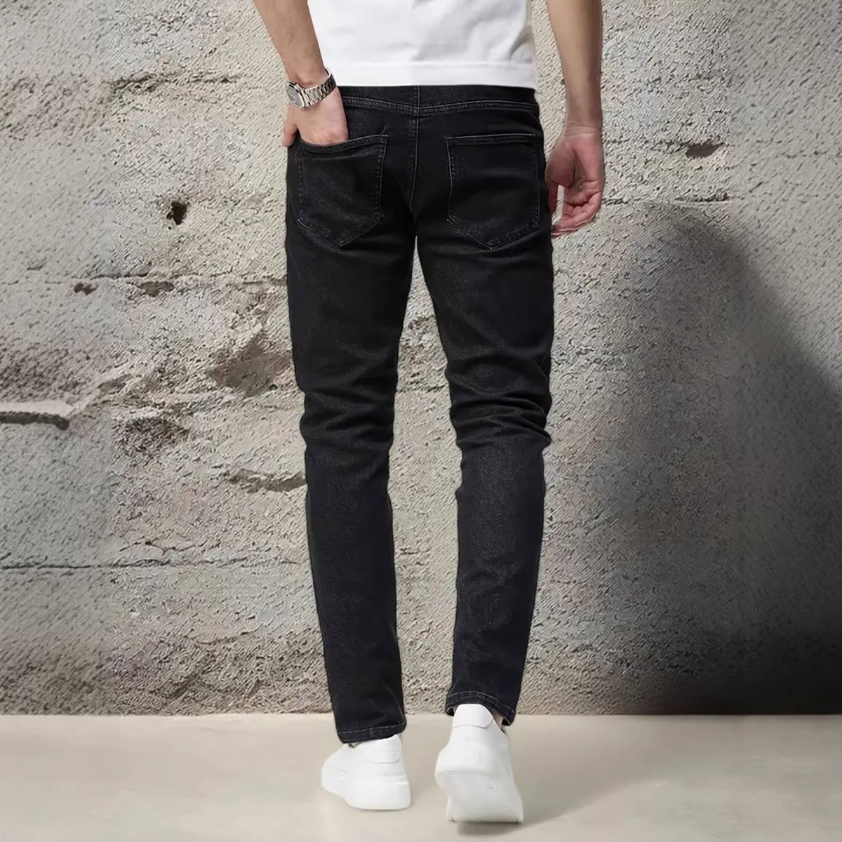 Men's Classic Slim Fit Jeans Solid Color Casual Versatile Stylish Multi Crafted Design_mkmklike.com