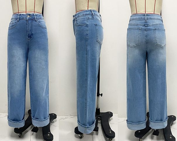 New Elastic Straight Jeans Women's Quality Retro Curling High Waist Trousers_mkmklike.com