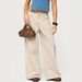 TK173 Women's Low Waisted Wide Leg Jeans Retro Solid Color Distressed Loose Fit Floor Length Pants_mkmklike.com