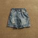 Men's Distressed Denim Shorts – Vintage Washed 5-Pocket Design (Breathable Cotton, Streetwear & Skate Style, Multiple Rips & Fading)_mkmklike.com