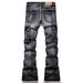 Men's Clothing Street Style Punk Style Flared Jeans With Multiple Pockets, Fashionable Everyday Denim Trousers._mkmklike.com