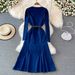 Women’s Clothing Square Neck Denim Dress Spring New Style Celebrity Temperament Goddess Style Waist Slimming Long Swing_mkmklike.com