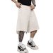 Vibe Brand Men's 5 Point Denim Shorts Trendy Loose Beige Cargo Style Cool For Summer_mkmklike.com