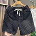 Men's Fashion White Casual Denim Shorts Jacquard Loose Fit 5-Pocket Cargo Summer Streetwear_mkmklike.com