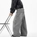 Men's Patchwork Logging Jeans High Street Fashion Mid Waist Straight Loose Trousers Retro Curved Blade Design Machine Washable_mkmklike.com
