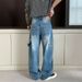Men's Retro Curved Blade Jeans Loose Fit Straight Leg Workwear High Street Style Versatile Wide Leg Multi Pocket Trousers_mkmklike.com
