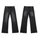 Unisex Vintage Washed Jeans – Distressed Straight-Leg Denim Pants With Hand-Painted Details (Black, S-Xl)_mkmklike.com