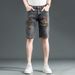 Men's Vintage Embroidered Denim Shorts Straight Fit Stretch Fabric Horse Motif Retro Streetwear 28-38_mkmklike.com