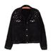 Korean Style Oversized Denim Jacket For Women – Embroidered Beaded Details, Loose Fit Cropped Jacket, Trendy Streetwear (S-5XL, Black/Light Blue)_mkmklike.com