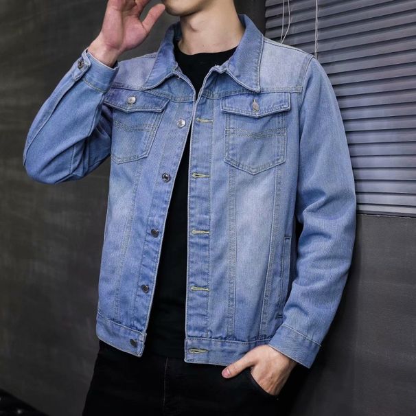 Men's Denim Jacket Men's Korean Version Slim Fit Spring Autumn Loose Jacket Denim Top_mkmklike.com