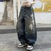 Men's Clothing Trendy Loose Fitting Straight Leg Blue Washed Denim Jeans Curved Edges For Formal & Casual_mkmklike.com