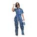 Women's Clothing Washed Overalls Multi Pocket Button Denim Jumpsuit Short Sleeved Trousers_mkmklike.com