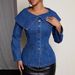Street Style Oversized Collar Denim Long Sleeve Coat Versatile Fashion Sexy Personality Women's Jacket Trendy_mkmklike.com