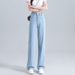 Women's High-Waisted Tencel Denim Jeans Slimming Petite Fit Summer Thin Style 2026 New Arrival Ice Silk Wide Leg Pants_mkmklike.com