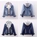 Cowboy Jacket Women's Short Autumn/winter Korean Version Long Sleeved Slim Fit Hooded Jacket Versatile Student Top_mkmklike.com