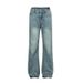 Men's Vintage Washed Blue Straight Leg Jeans - High Street Retro Denim Pants With Distressed Details_mkmklike.com