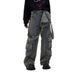 Detachable Retro Washed Overalls Jeans For Men And Women With Multi Pockets Handsome Couple Style_mkmklike.com