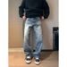 Men's Distressed Washed Denim Jeans – Straight Fit, Mid-Rise, Clean Aesthetic, Light Stretch (M-Xxl, Classic Blue)_mkmklike.com