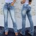 Women's Clothing Women's Retro Embroidered Patchwork Flared Denim Trousers Stretch Pocket Washed Look For Formal & Casual For Women_mkmklike.com