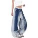 Vintage Washed Blue High-Waisted Baggy Jeans For Men – 90s Streetwear Relaxed Fit Denim Pants With Distressed Hem (S-Xxxl)_mkmklike.com