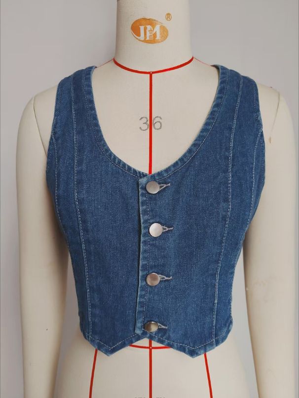 K New Retro Slim Fit, Slimming And Waist Cinching V-neck Vest_mkmklike.com