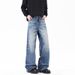 Hand-Sanded 3D Cat Whisker Washed Jeans For Men – Relaxed A-Line Fit, High-Waisted Tall Stretch, Vintage Streetwear Essential_mkmklike.com