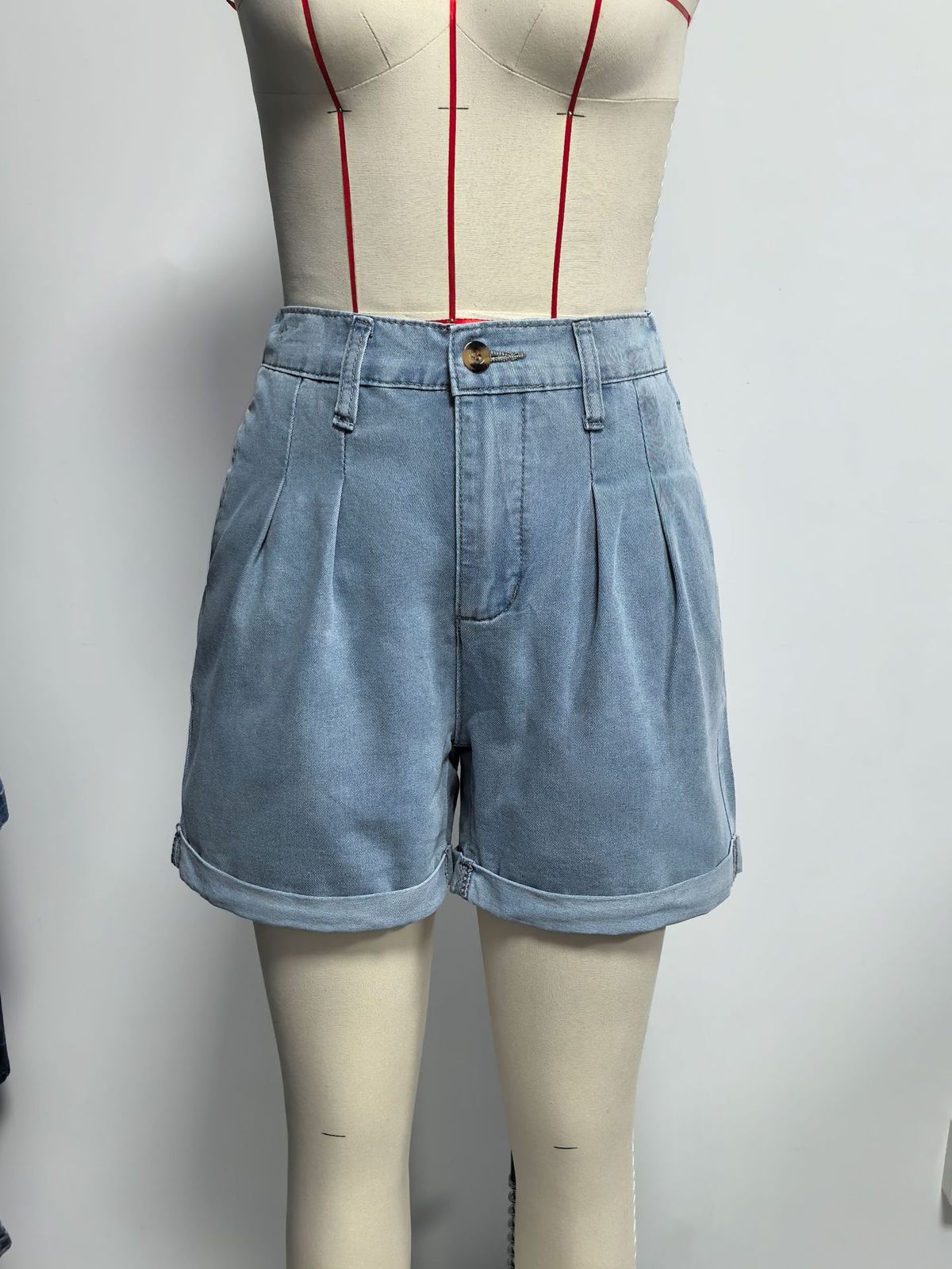 K New European And American Loose Collar Denim Shirt With Rolled Edge Shorts Two-piece Set For Women's Casual Wear_mkmklike.com