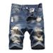 Loom 2022 Trendy European And American Style Ripped New Denim Mid-Length Retro Plus Size Summer Men's Cross-Border Shorts_mkmklike.com