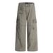 Punk Washed Vintage Denim Cargo Men's Deconstructed Design Multi-Pocket Straight Wide-Leg Pants Trendy_mkmklike.com