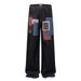 Color Block Patchwork Wide-Leg Jeans For Men, Spliced Open Stitch, Unique Design, Loose Straight-Leg Pants, Trendy Brand_mkmklike.com