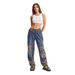 Retro Distressed Patchwork High-Waisted Drawstring Loose Slim Fit Jeans for Women 2025 European And American Style Cross Border Hot Selling_mkmklike.com