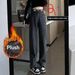 Fleece-Lined Thickened Wide-Leg Jeans 2024 Autumn Winter New Casual Loose High-Waisted Slimming Straight-Leg Long Pants_mkmklike.com