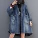 Chicco Real Shot In Stock Vintage V-neck Pocket Denim Jacket For Women Autumn New Loose Large Version Mid-length Trench Coat_mkmklike.com