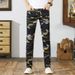 Autumn New American High Street Printed Jeans Men Slim Fit Straight Pants Trendy Brand Camouflage Simple Casual Fashion_mkmklike.com