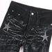 "Men's Rhinestone-Embellished Jeans – High Street Style, Five-Pointed Star & Graffiti Design (Black, Sizes 28-36)"_mkmklike.com